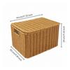 Wicker Storage Basket with Lid Rectangular Woven Space-Saving