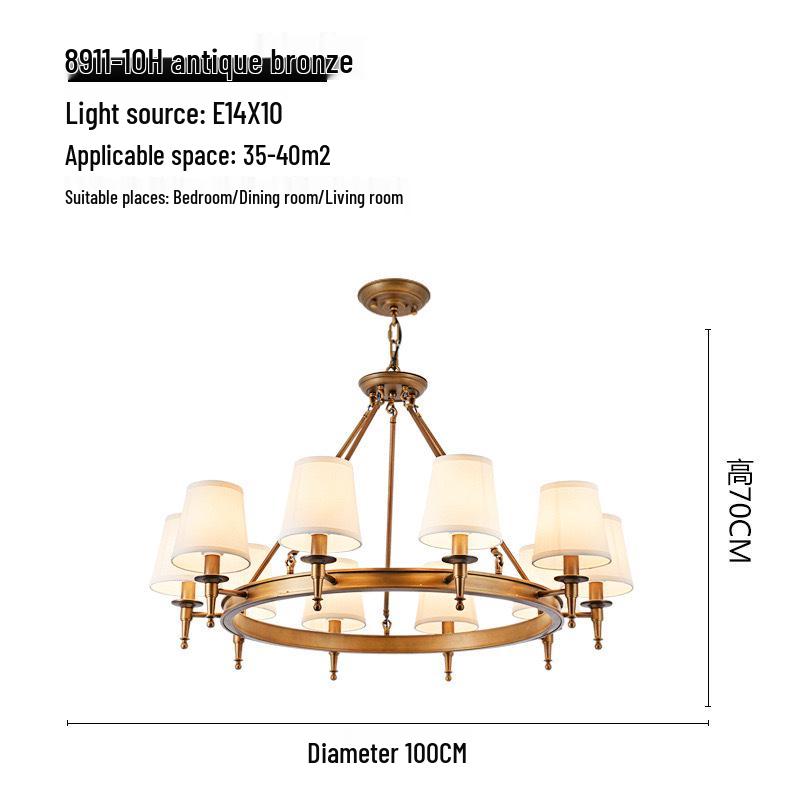 Retro American Minimalist Fabric Pendant Light for Living Room, Bedroom, and Dining Room