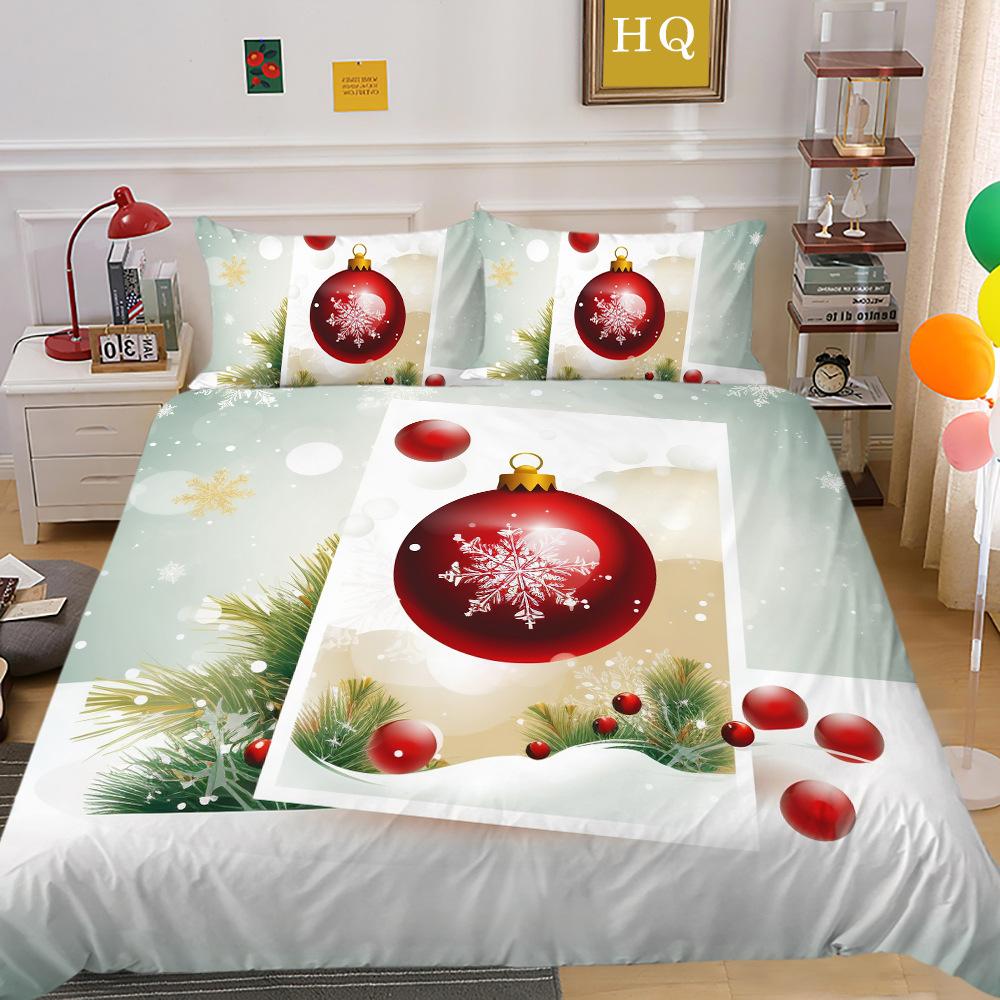 Christmas Digital Printing 3D Printing Polyester Pillowcase Quilt Cover Two or Three-piece Set Is Available