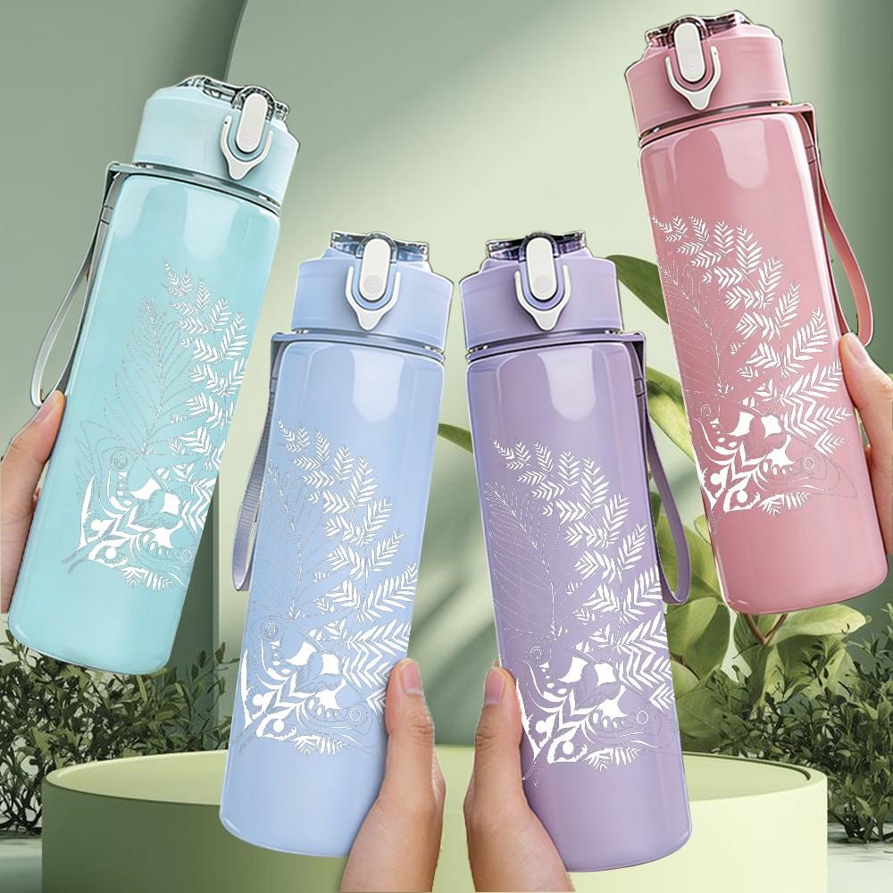 1PC Blank pale white empty faded print 750ml colorful plastic sports water bottle leakproof pop up lid with straw for outdoor work home use