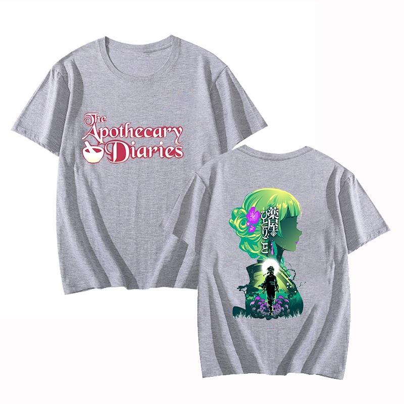 

Модная футболка с аниме-принтом 2025 года, повседневная футболка с коротким рукавом, графическая футболка по мотивам «Дневников аптекаря», унисекс, свободная футболка в стиле Харадзюку, топы 4XL