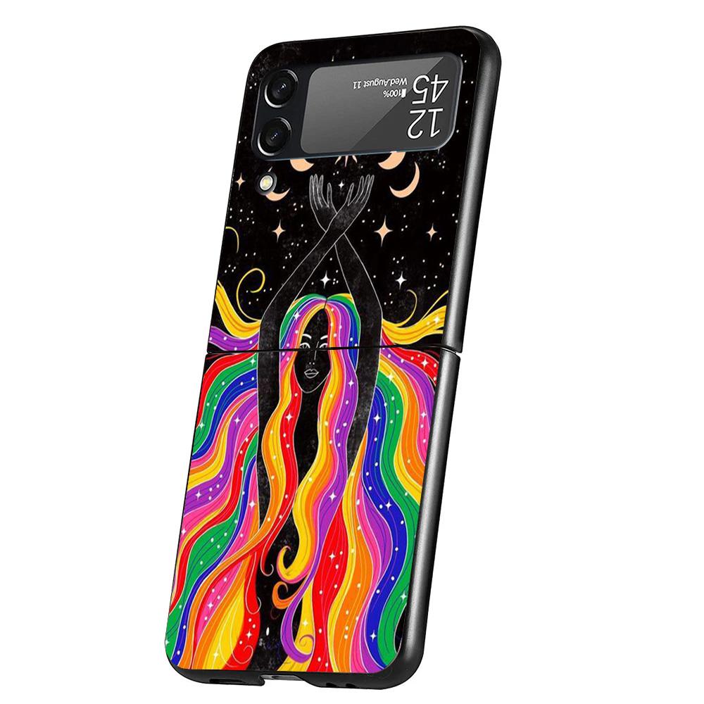 

Funny Sun Moon Face Cover Phone Case For Samsung Galaxy Z Flip 7 6 5 4 3 5G Flip7 Flip6 Flip5 Flip4 Flip3 Black Fundas Shell Gal Samsung Z Flip 7