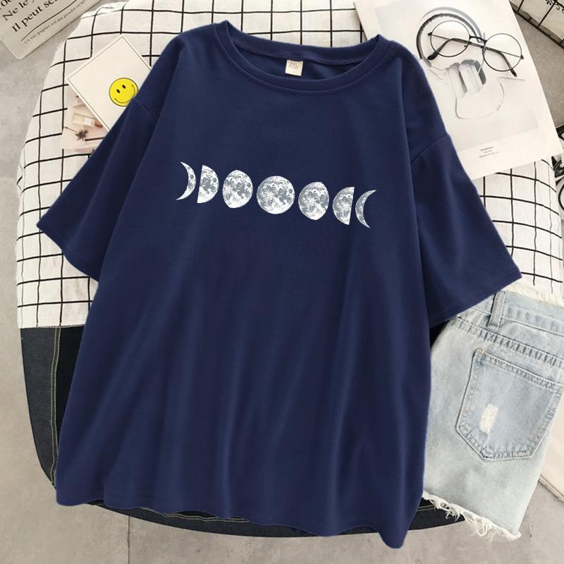 Record The Process Of Lunar Eclipse Female Tshirt Street Casual T Shirt Oversize Soft Streetwear O-Neck T Shirt Women
