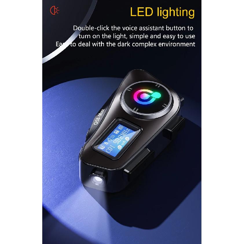 Q58-MAX Motorcycle Helmet Bluetooth Headset Intercom LED Lighting Dual 500M IP65 Rateddeep Waterproof Stereo FM Radio Interphone