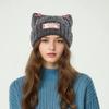 Sweet bow cat ear knitted pullover hat for women, small face in autumn and winter, warm and fashionable versatile wool hat