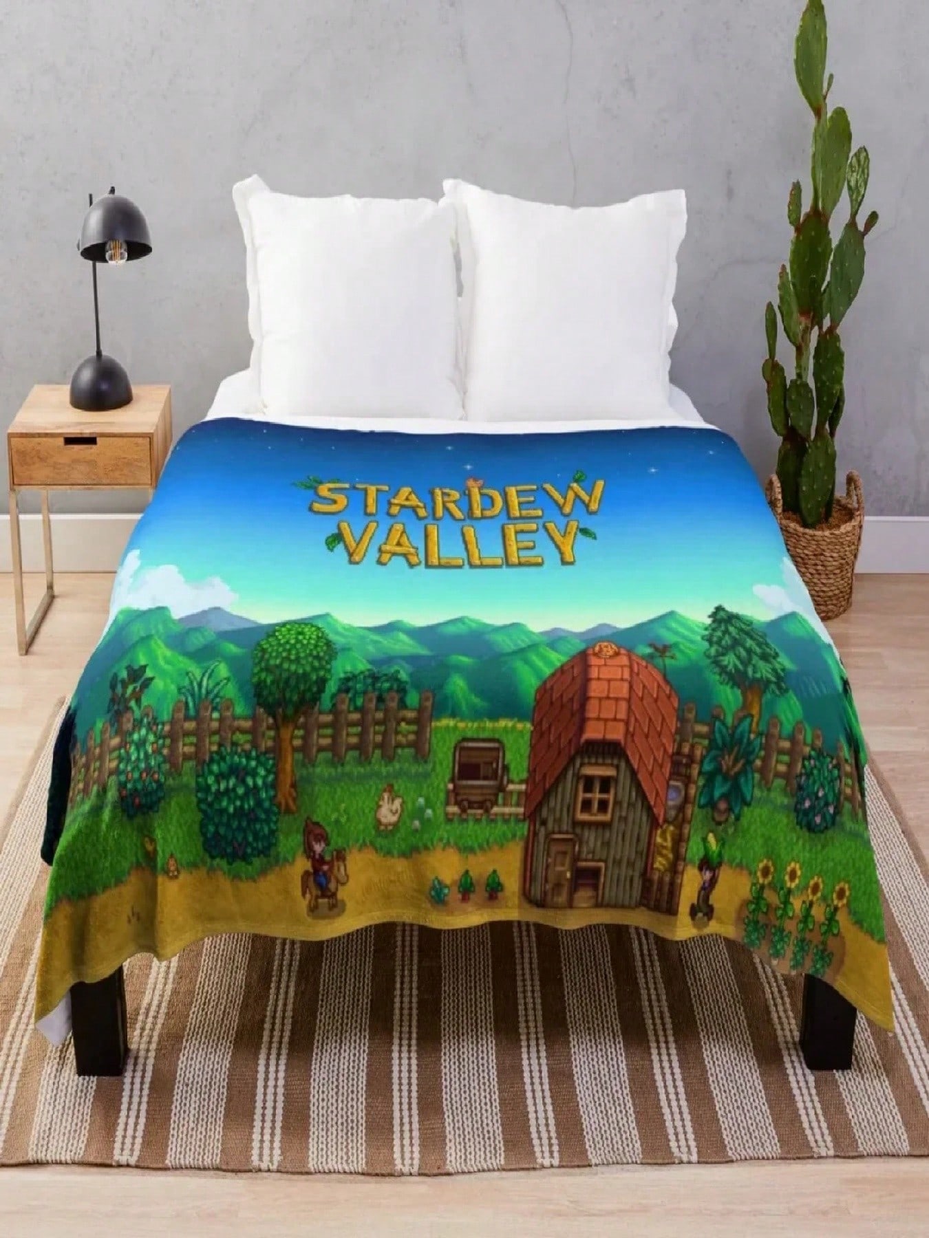 Stardew Valley Map Throw Blanket, Anime Ultra Soft Plush Lightweight Flannel Fleece Blankets For Bed Sofa Living Room Bedroom#Color_9,Size_150X200CM 75X95CM