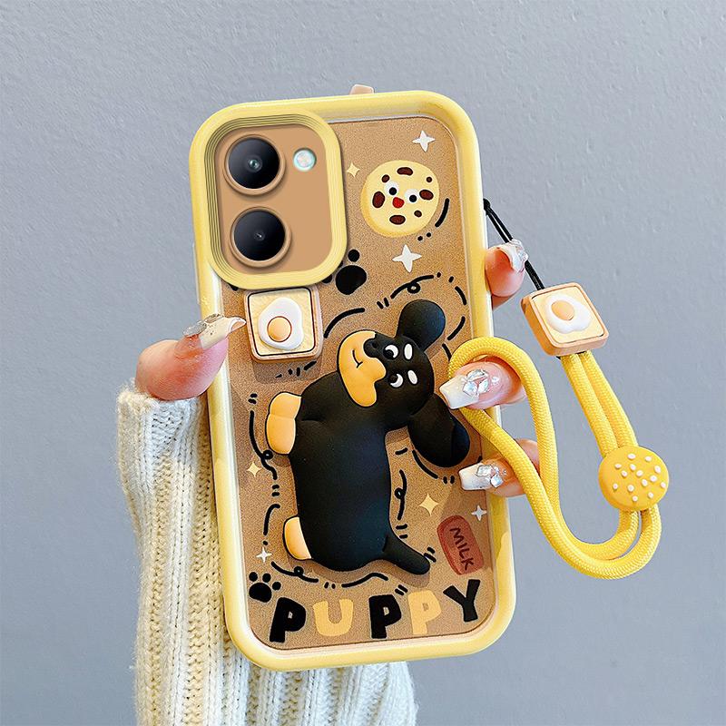 

Противоударный чехол KEYSION для Realme C33 C31 C30 со шнурком, силиконовый милый 3D-чехол для телефона с мультяшной куклой для Realme C30 C31 C33 for Realme C33