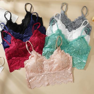 Women Solid Color Bra Hollow Out Wireless Lingerie Seamless Bra Female Sexy Lace Comfortable Seamless Underwear