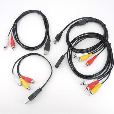 USB A 2.0 Buchse auf 2 3 Cinch 2/3 Cinch-Stecker, AV-Stecker, Adapter, Konverter, Kabel, PC, TV, HDTV, AUX, Audio, Video