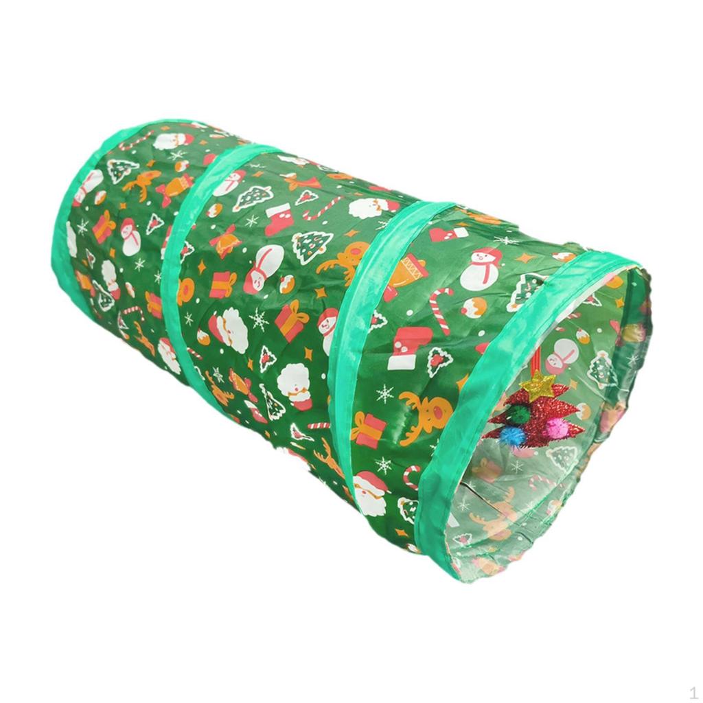 Cat Activity Maze Featuring Christmas Ball, Foldable Indoor Tunnel