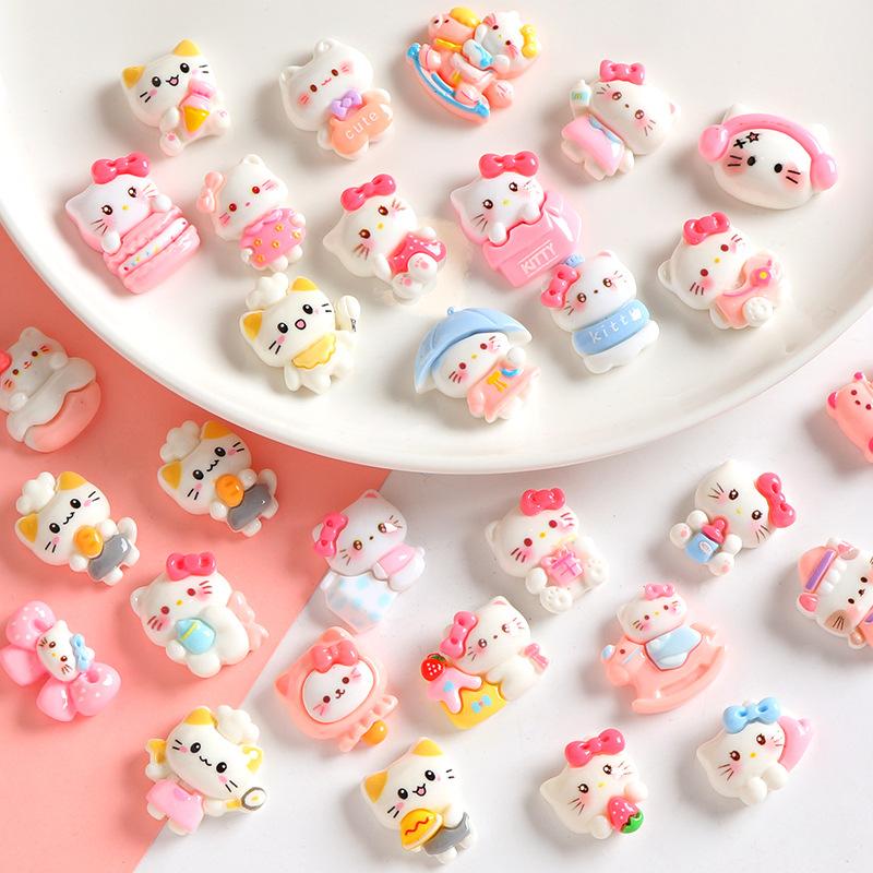 36/180PCS Cartoon Cute Cat Series Resin Accessories Handmade DIY Cream Glue Phone Case Water Cup Refrigerator Adhesive Material