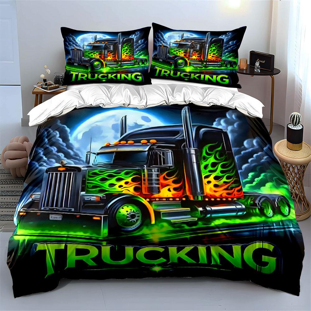 Vibrant Truck Design Set Display Exquisite Three-Piece Bedding Set Gift For Kids And Adults