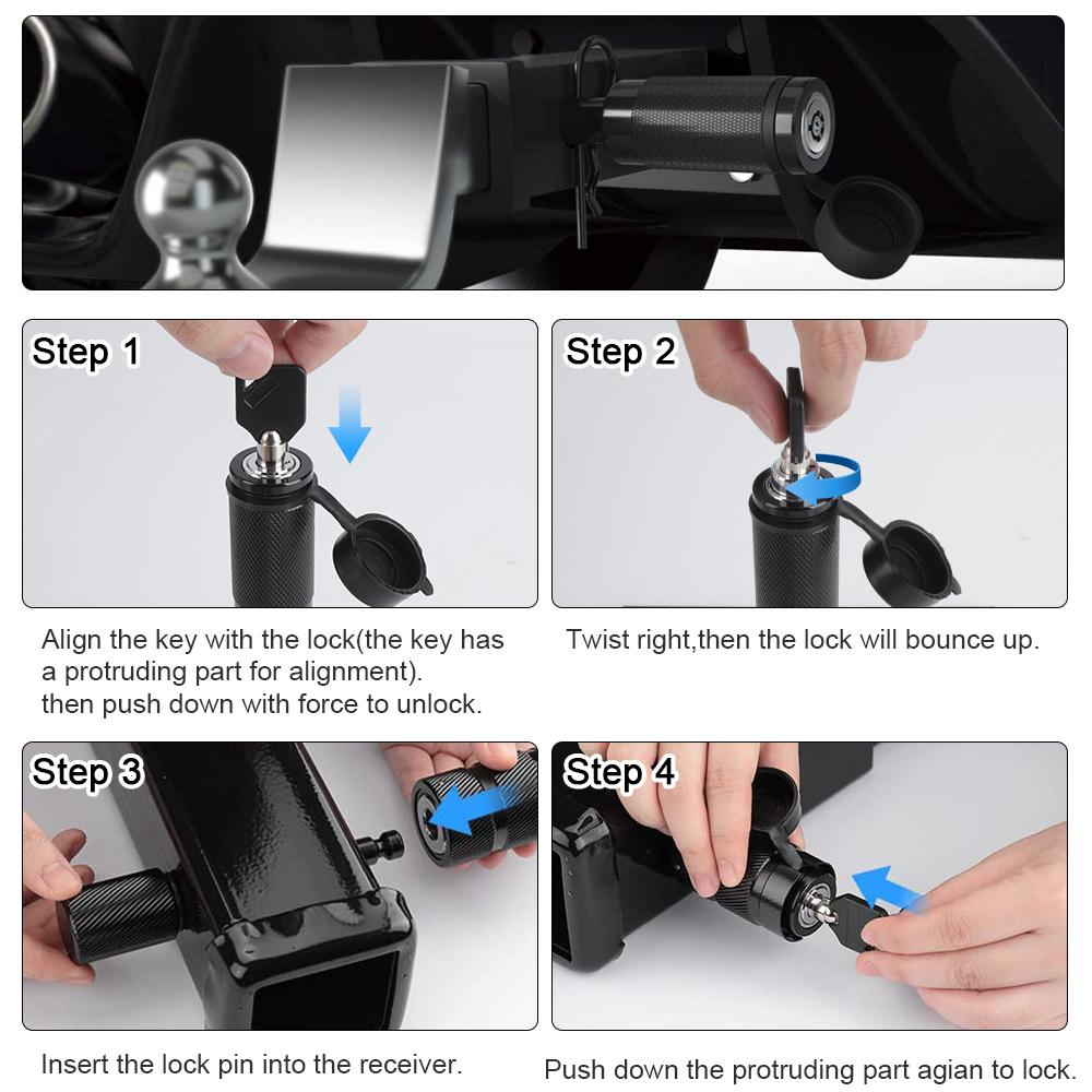 Trailer Hitch Pin Lock 1/2" 5/8" Heavy Duty Tow Receiver Dumbbell Trailer Locks for RV Truck Universal Car Accessories