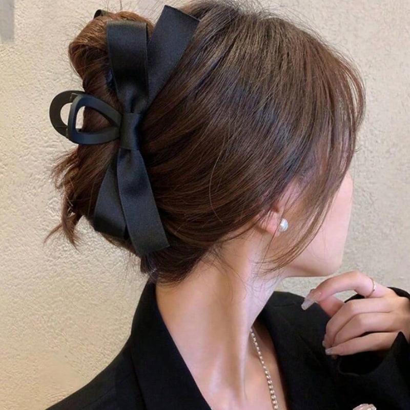 1 Pc Satin Black Hair Claw Elegant Hair Clips Accessories Valentines,Claw Clips,Hair Jaw Clip,Hair Clutch, Casual