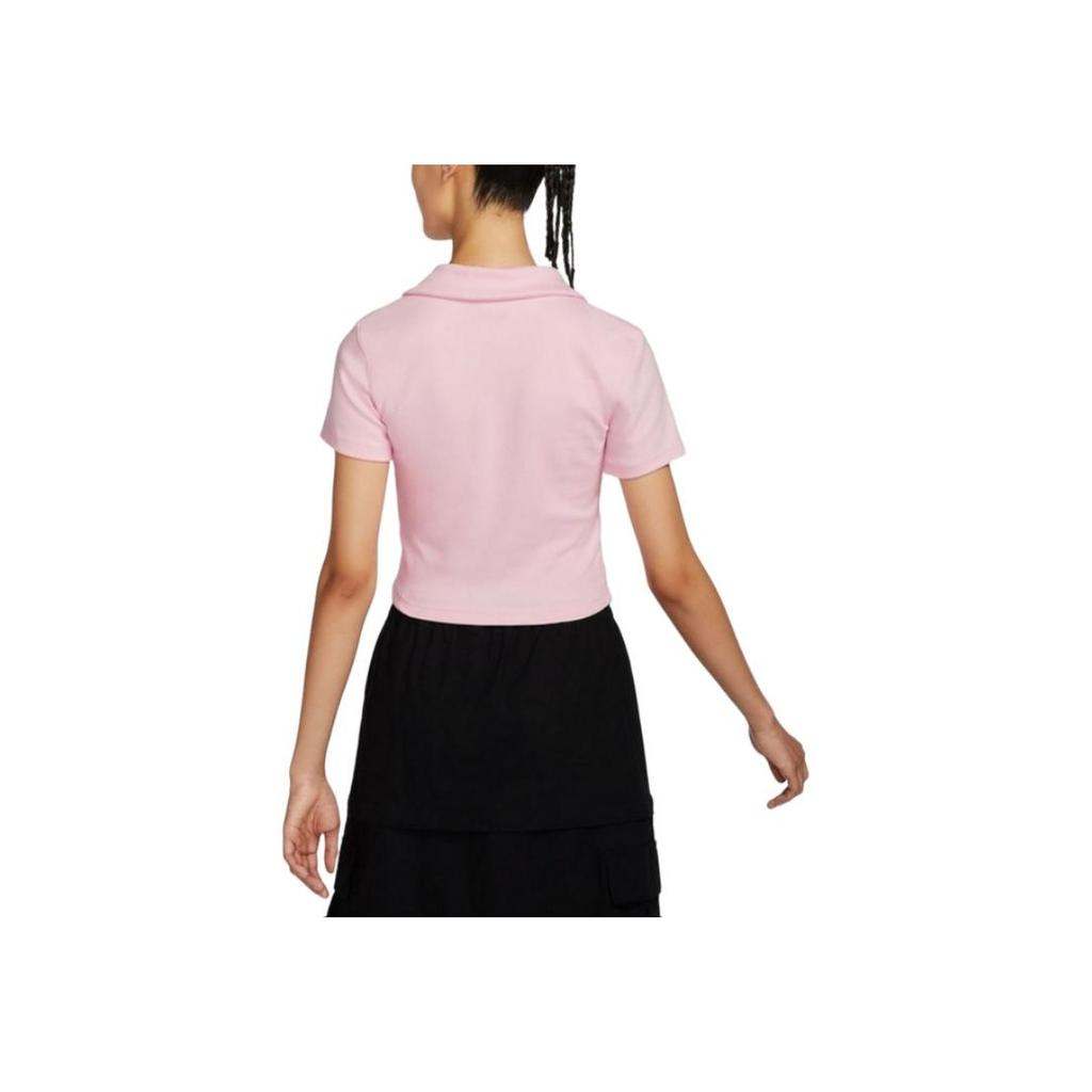 Nike Sportbekleidung Einfarbig Lässig Bequem Polo Kurzarm T-Shirt Damen T-Shirt Schaum-Rosa HJ6852663