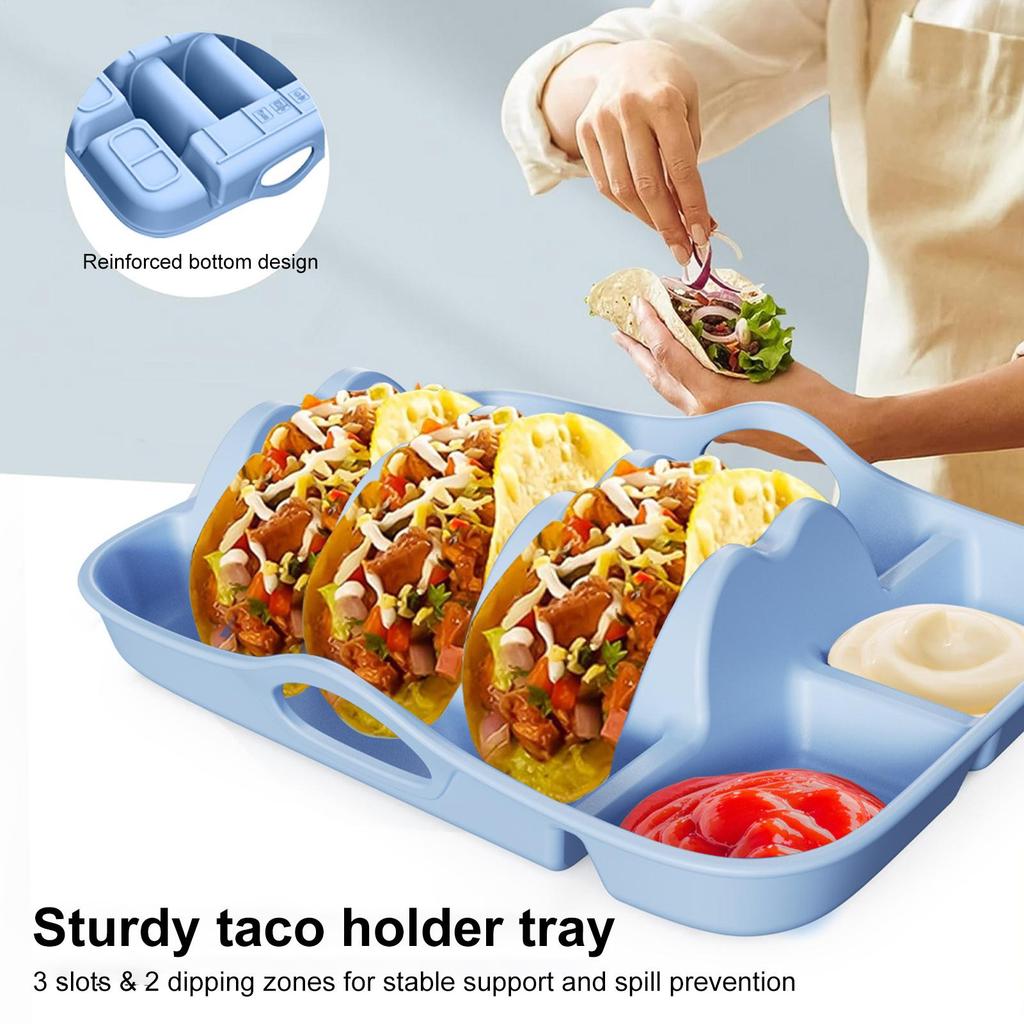 Taco Holder Silicone Rack Taco Stand With Dividers Reusable Bar Serving Plates With Dipping Sides Party Supplies For Picnic