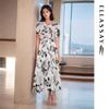ELLASSAY Botanical Print A-Line Midi Skirt
