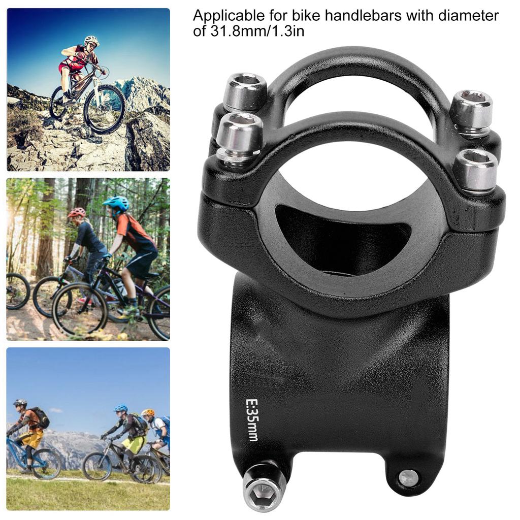 LUNJE 31.8x35mm Bike Handlebar Short Stem Riser Aluminum Alloy   Hollow Stem