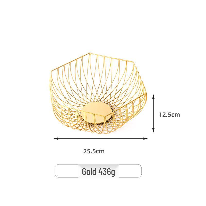 Modern Simple Iron Art Fruit Basket - Creative Hollow Design for Home Living Room Storage