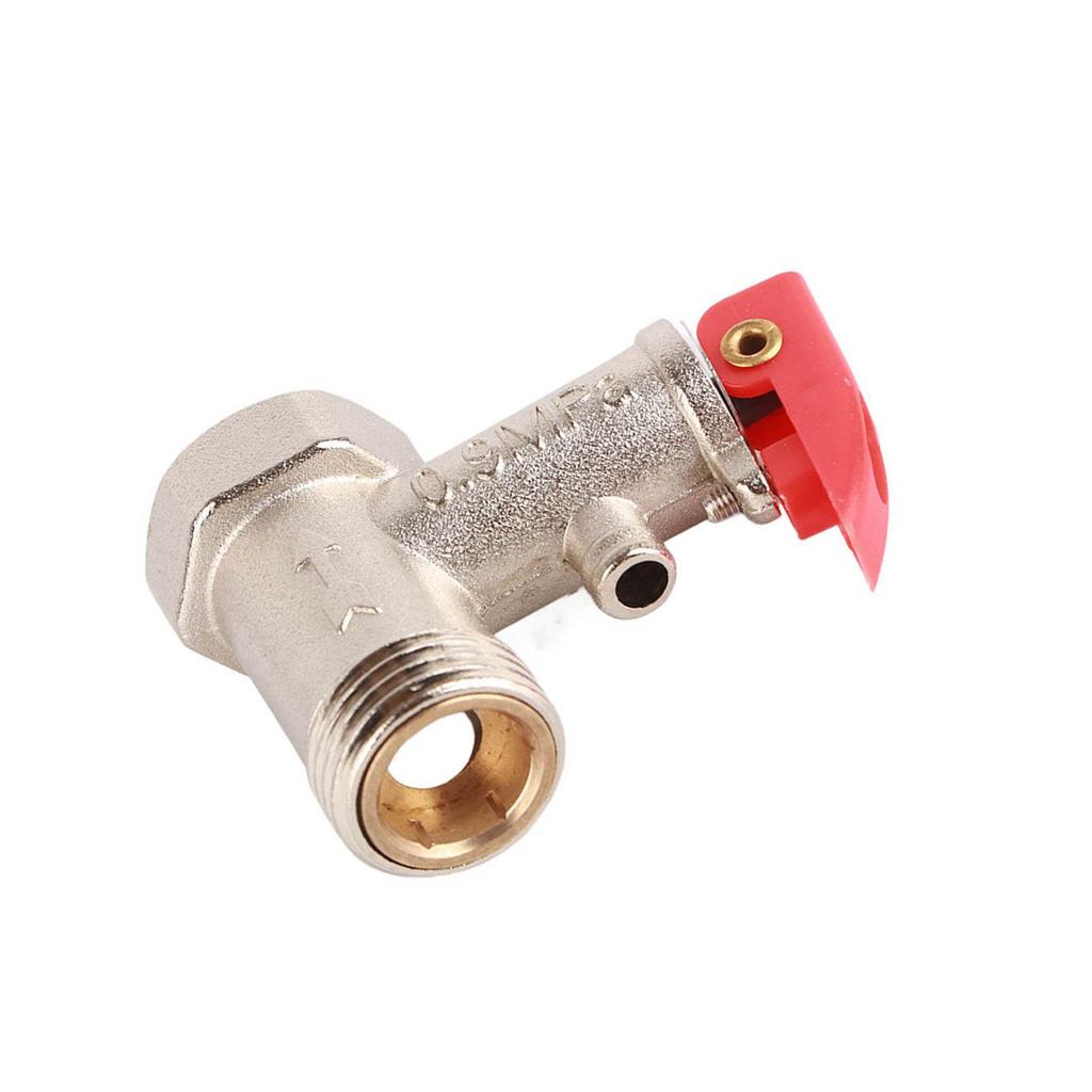 1Pc Safety Valve Water Heater Pressure Relief Check Brass Nickel Plated 0.9MPa G1 2in