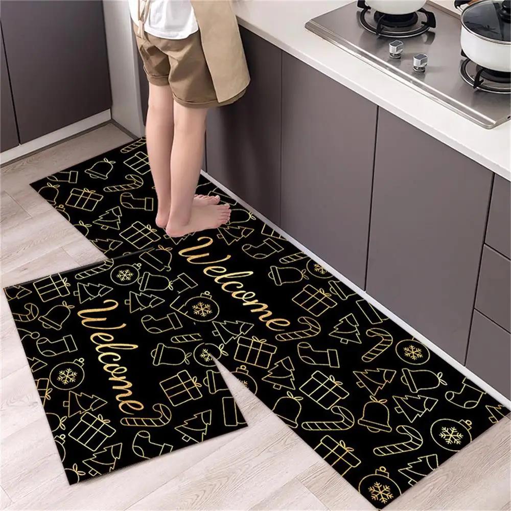 Tapis de sol de cuisine, chambre à coucher, salon, long tapis de chevet, couloir, doux, lavable, antidérapant, paillasson d'entrée de salle de bain