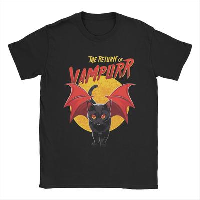 The Return Of Vampurr T-Shirt Men O Neck Pure Cotton T Shirts Vampire Cat Vs Cucumber Short Sleeve Tee Streetwear Unisex Tops