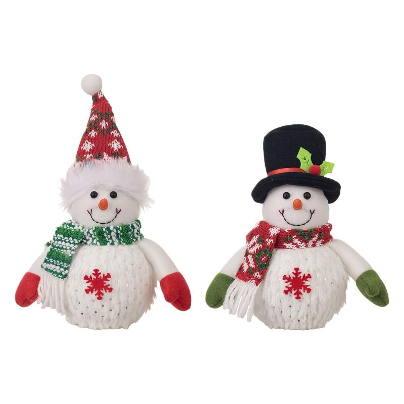 Festival Light Up Snowman Ornament With Warm LED Glows For Holiday Homes Decoration Desktop Accessories