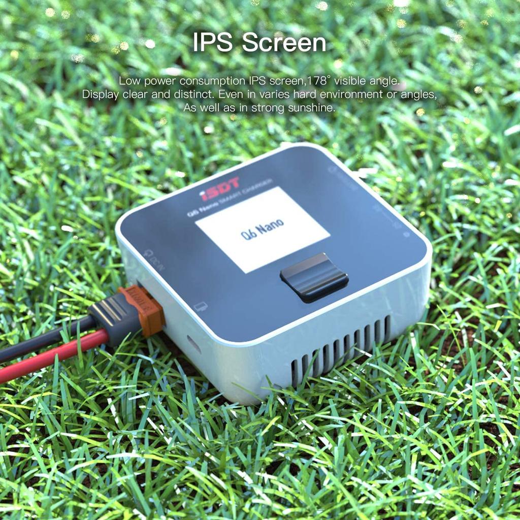 ISDT Q6 Nano Smart Battery Charger/Discharger | 200W 8A for 2-6S LiPo, Li-HV, Li-Ion, NiMH | LCD Display, Efficient Cooling