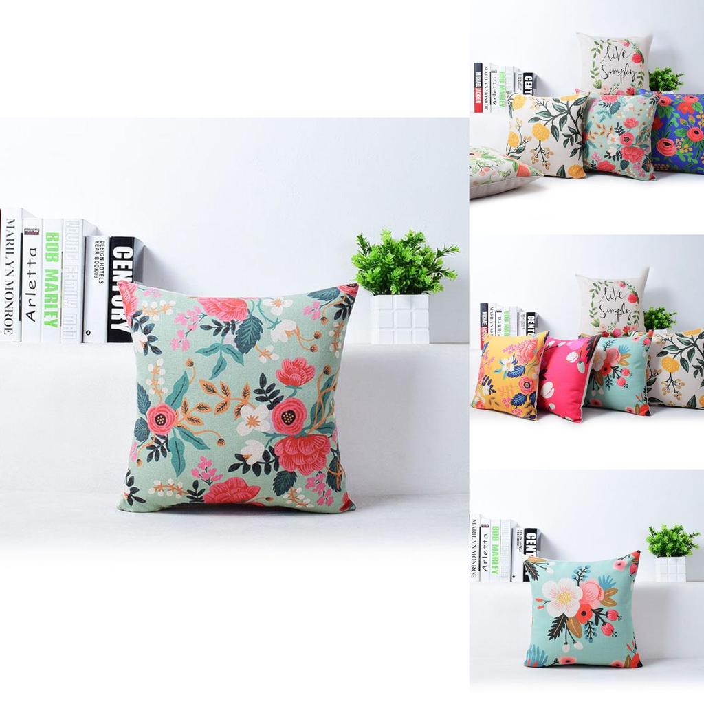Exquisite Vivid Flower Floral Plants Linen Pillow Case For Decorative Cushion 18