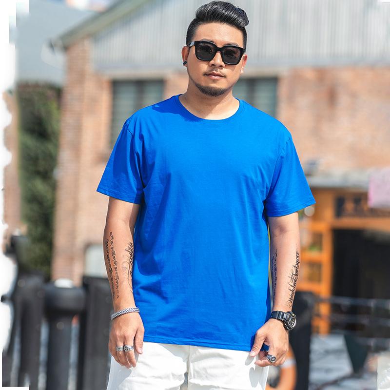 Tricou largi pentru bărbați de mărime mare M-7XL 8XL Tricou cu mâneci scurte pentru bărbați, culoare uni, cu gât rotund