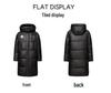 2024 Unisex Extra Long Hooded Black Cotton Jacket - Color Block Thickened Winter Coat