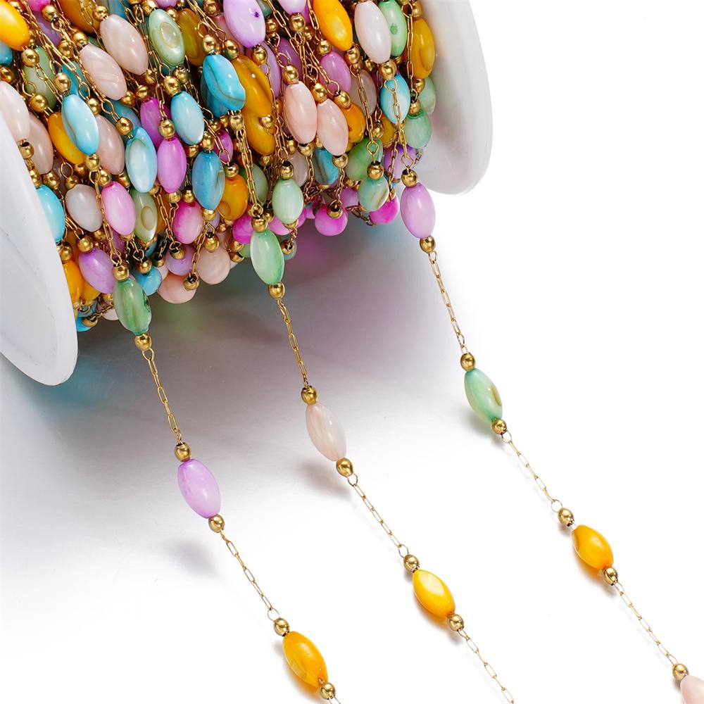

1Meter/Lot Various Stainless Steel Colorful Stone Chains for Handmade DIY Necklace Bracelets Jewelry Making Accessories 1Meter