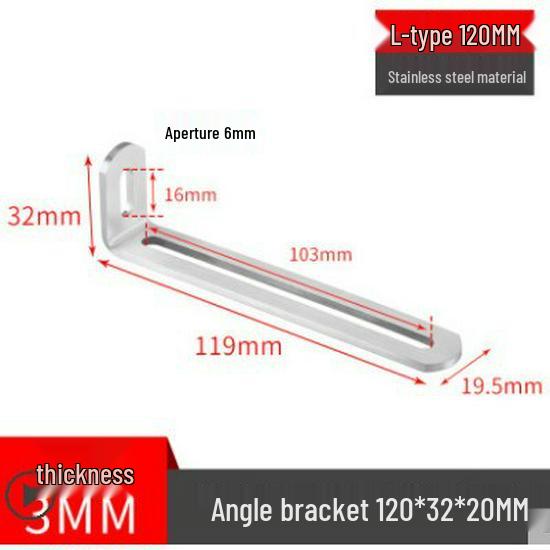 Stainless Steel 90° Movable L-Shaped Corner Bracket with Long Hole for Shelf Support
