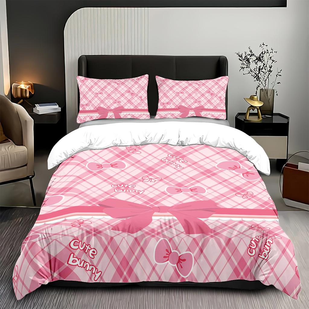 Comforter Cute Bow Love Bedding Set Ladies' Gift Pink Girl'S Room Decoration Single Double Large Size