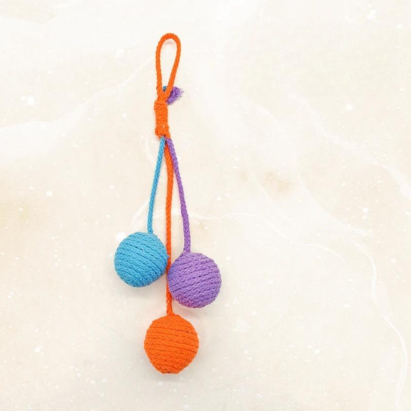 

Cat Teaser Can Hang Cotton Rope Ball, Resistant To Biting Teeth, Self-hi Cat Teaser Cat Toy Cat Sling Ball