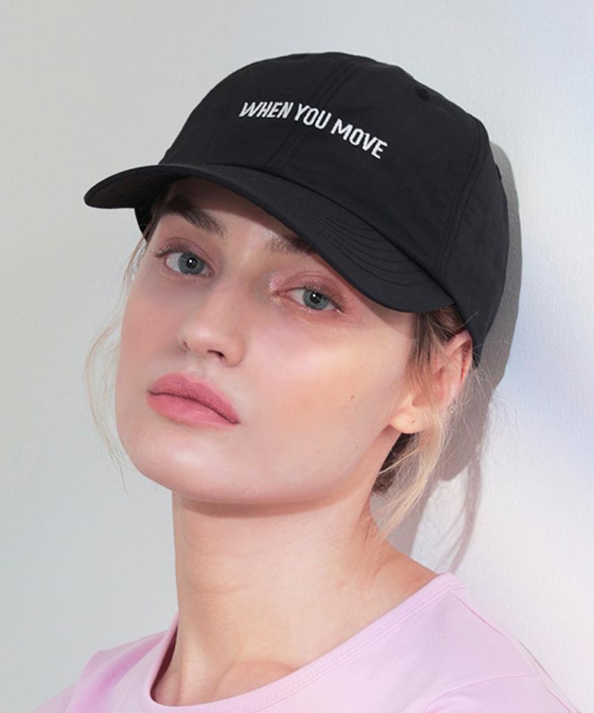 WHEN YOU MOVE Nylon Logo Embroidered Ball Cap Black
