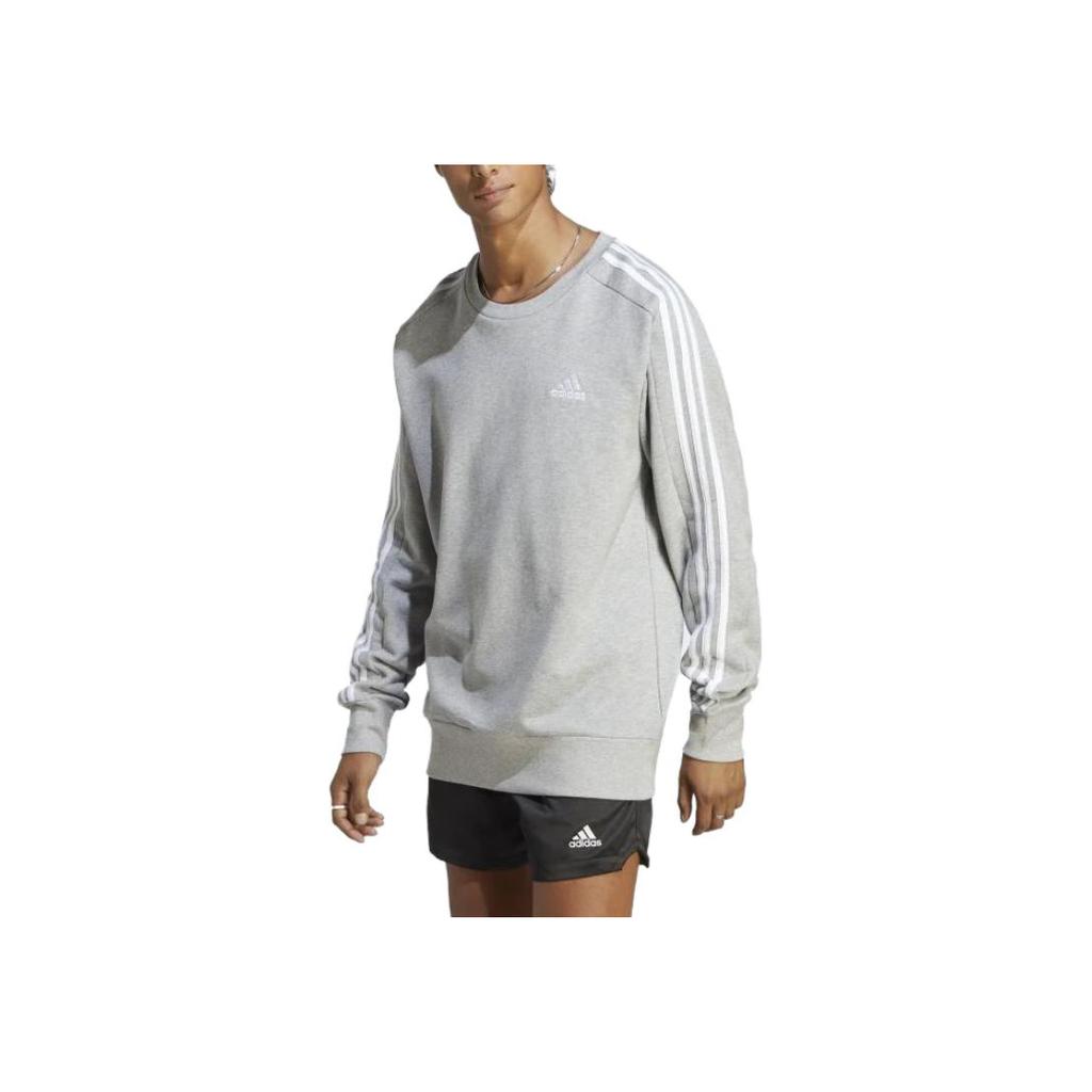 adidas Essentials French Terry Bluza z 3 Paskami Średni Szary Melanż Męska Odzież Uliczna IC9319