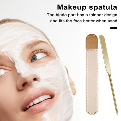 Stainless Steel Foundation Spatula with Faux Leather Sleeve Facial Mud Blending Scrapper Shovel Love Heart Beauty Board Women Makeup Tools