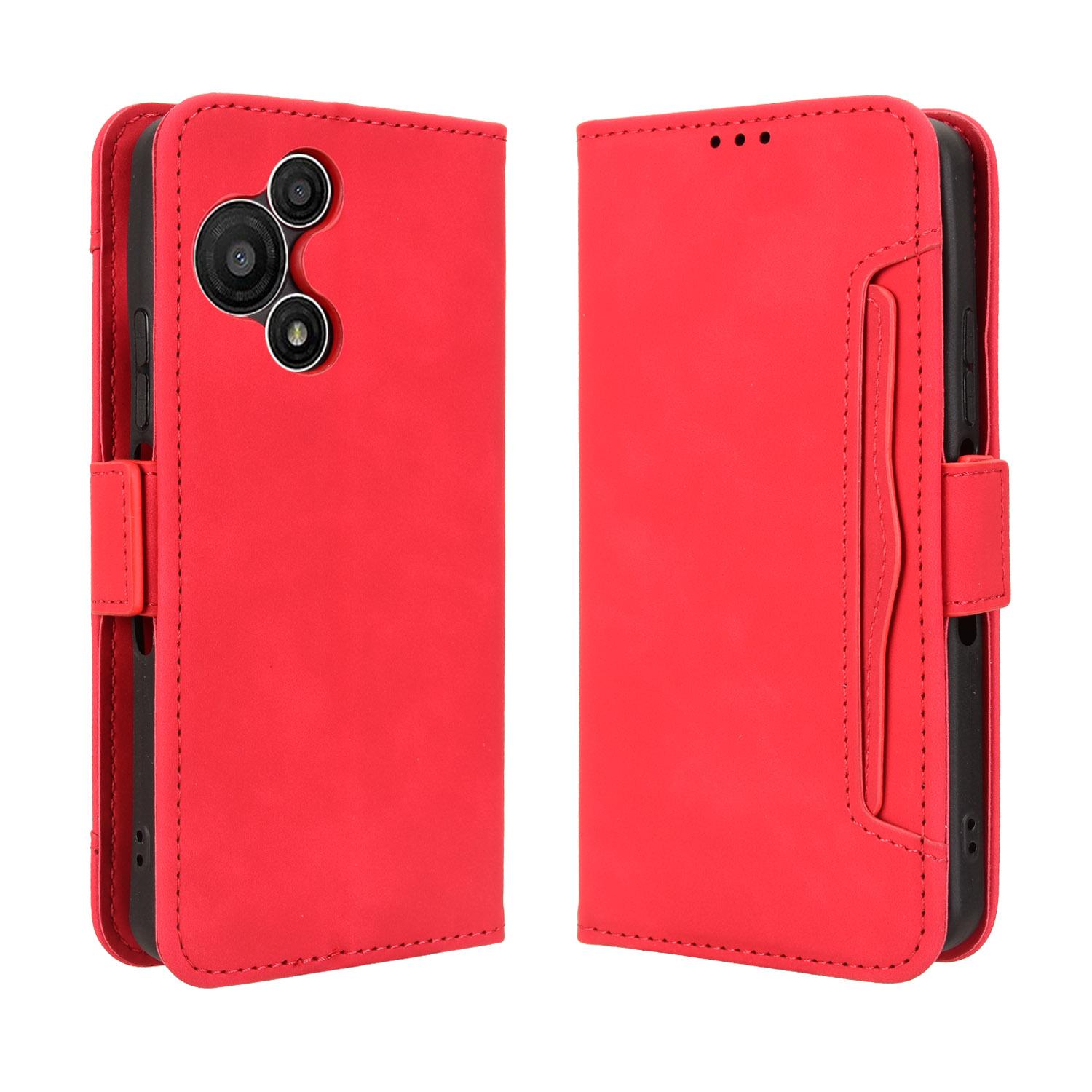

For TCL 60 SE NxtPaper 5G Leather Case Phone Wallet Cover with Multiple Card Slots Red