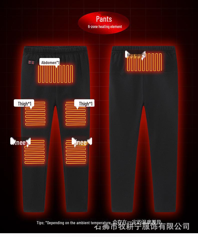 USB Smart Beheiztes Unterwäsche-Set: Konstante Temperatur, Plus Samt, 18-Zonen-Heizung für Kälteschutz.