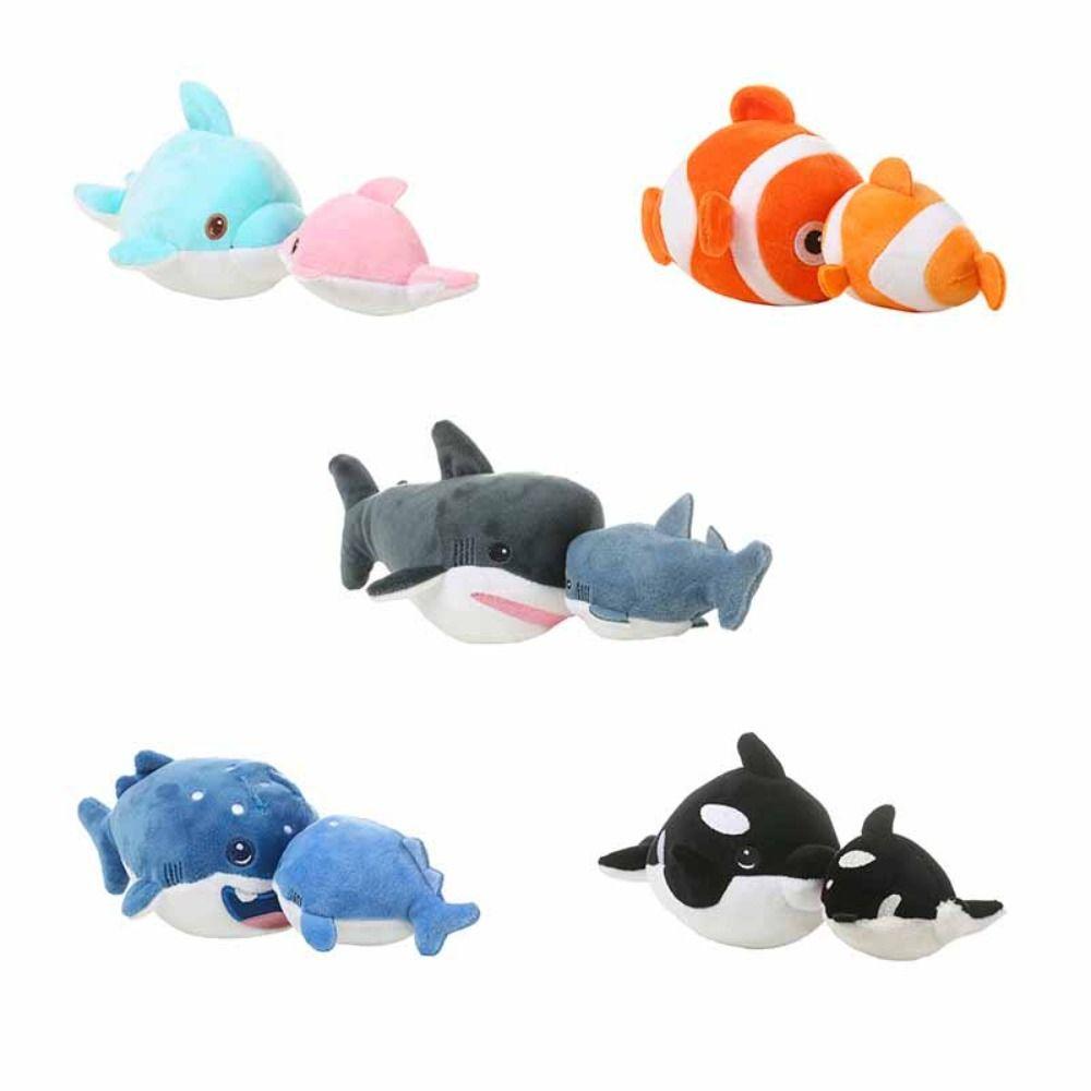Parent-child Dolphin Shark Doll Simulation Pull String Plush Sea Animal Plush Toy  Children Student