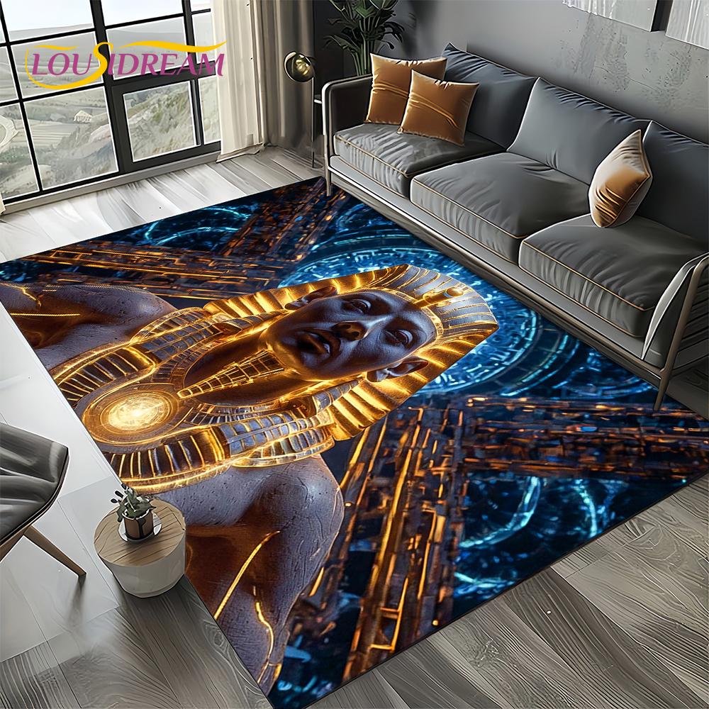 2025 Ancient Egypt Death Anubis Pharaoh Horus Mythology Carpet Rug for Living Room Bedroom Home Sofa,Area Rug Non-slip Floor Mat
