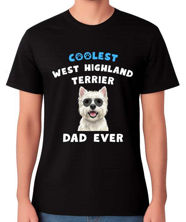Coolest West Highland Terrier Dad Ever T-Shirt Dog Lover Gift Unisex Tee S разноцветный