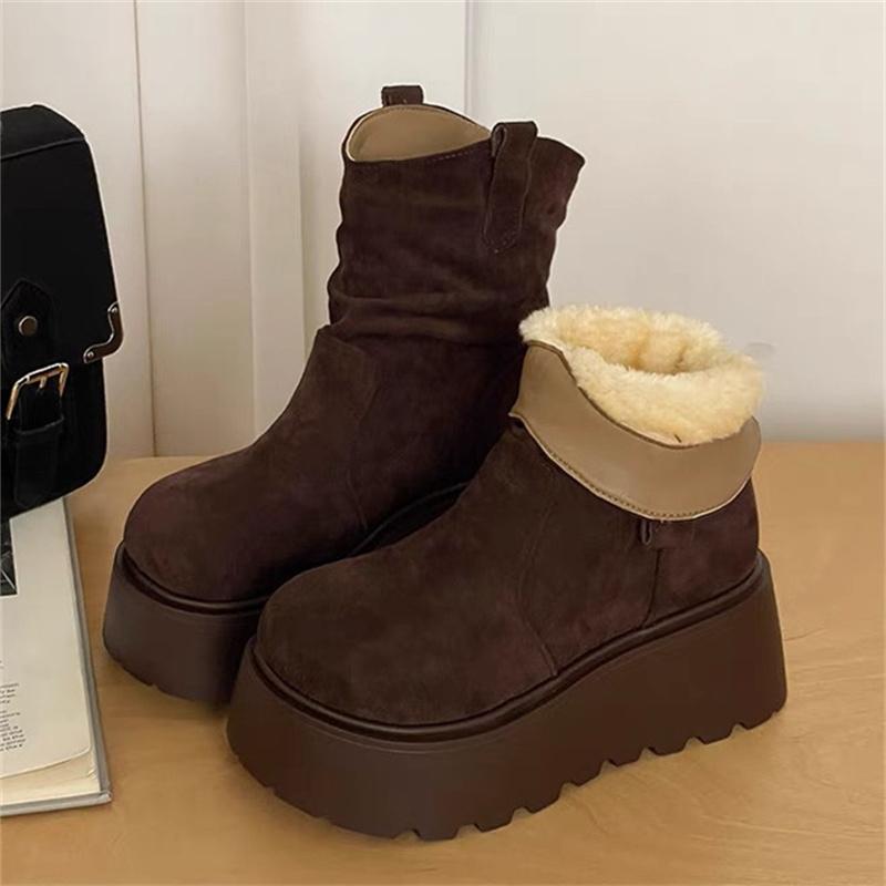 Fashion 2025 Winter Women Warm Cotton Snow Boots Comfort Fur Shoes Concise Platform Thick Bottom Short Botas De Mujer