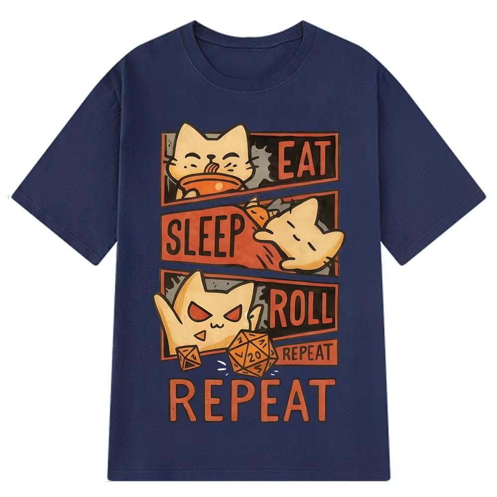 

Whimsical Cat DnD Funny Meme Tshirt Unisex Women Vintage Loose T Shirts Summer Roundneck Cotton Fashionable Oversized Tshirts 4XL