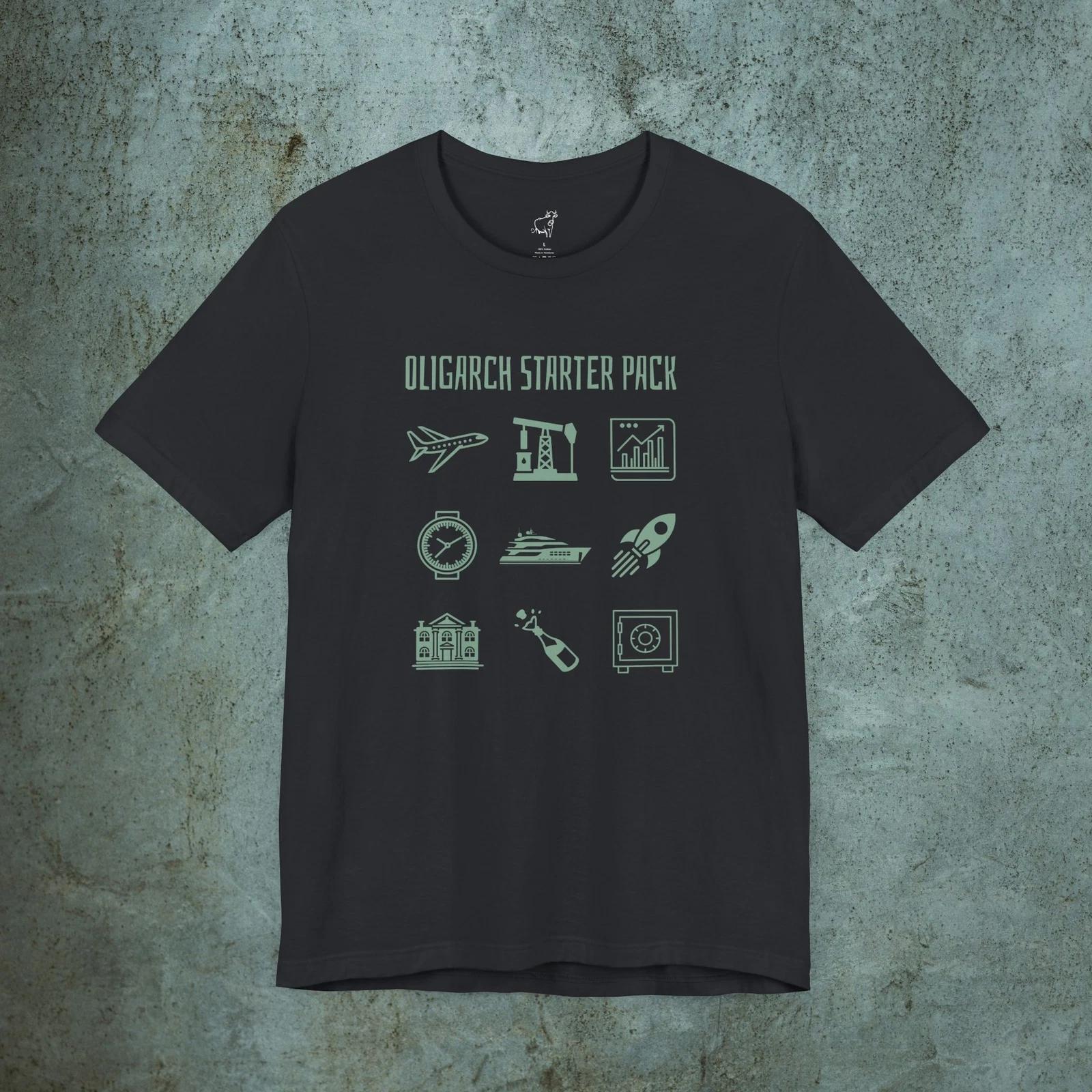 Oligarch Starter Pack Tee, Anti Capitalism TShirt, Wealth Grid, Not my President XL