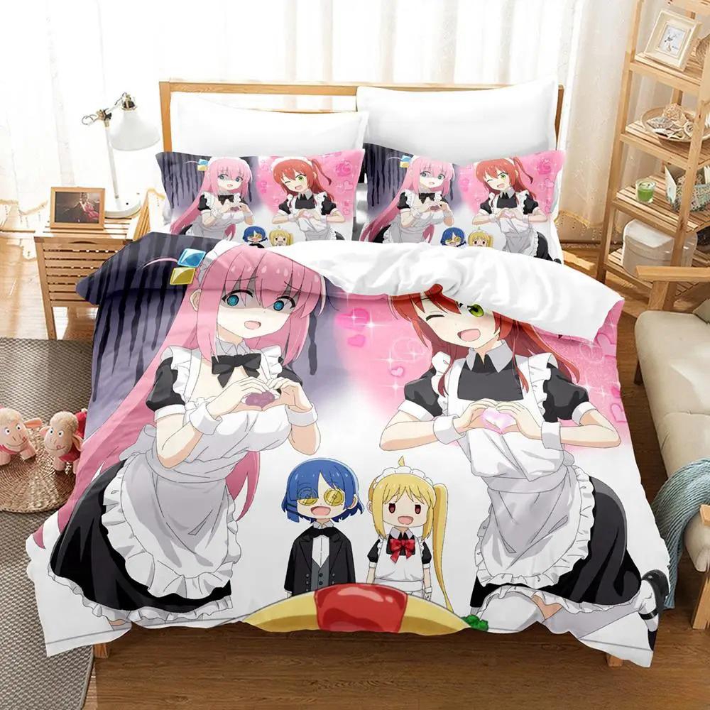 Kawaii Anime BOCCHI THE ROCK Gotou Hitori Bedding Set Single Twin Full Queen King Size Bed Set Adult Kid Bedroom Duvetcover Sets