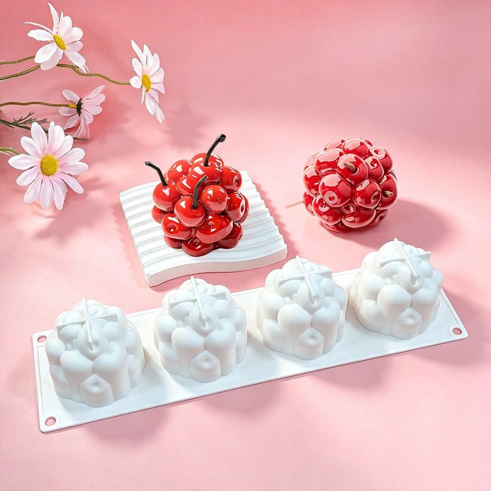 Lebensmittelechtes Silikon Obstförmige Dessertform 4 Mulden Schokoladenform Premium Backform Dessert
