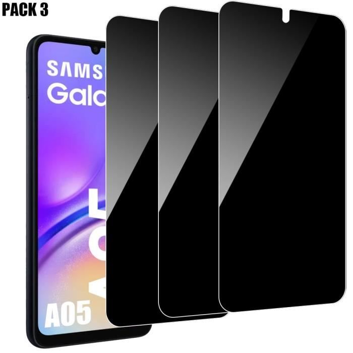 3 Pièces Verre Trempé Anti Espion pour Samsung Galaxy A05 Installation Facile