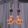 Rosewood Rainbow Rocking Horse Wooden Keychain Pendant